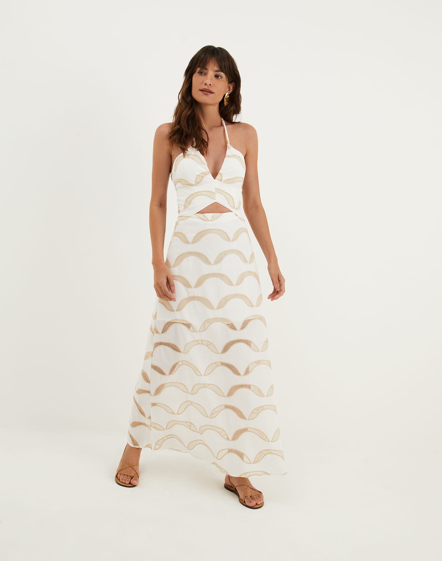 Eyelet Aila Long Dress - Off White
