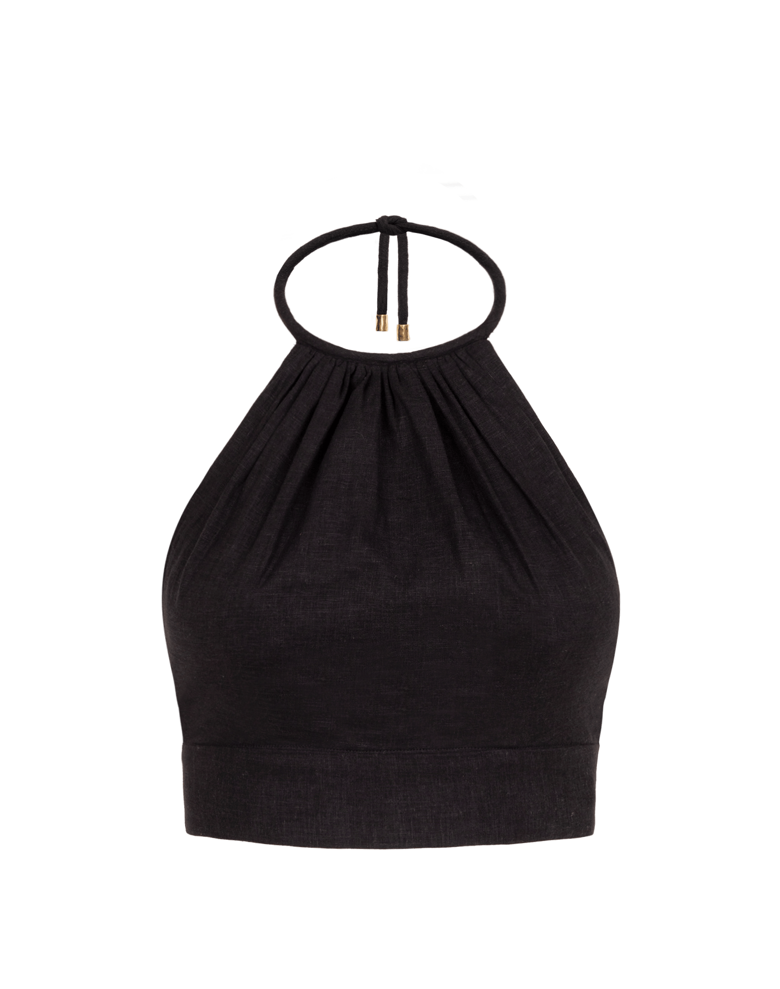 Ibiza High Neck Halter Top - Black
