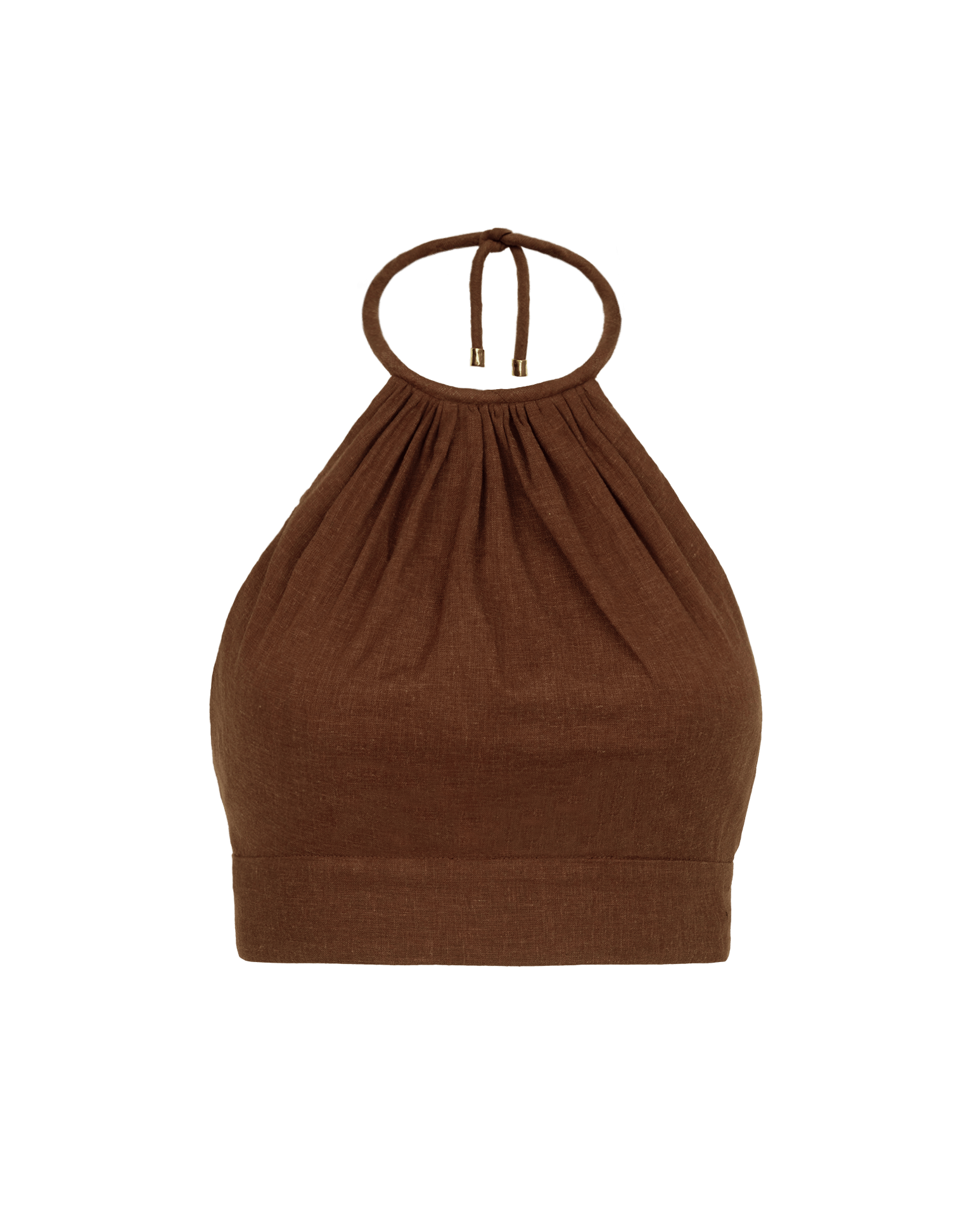 Ibiza High Neck Halter Top - Brown