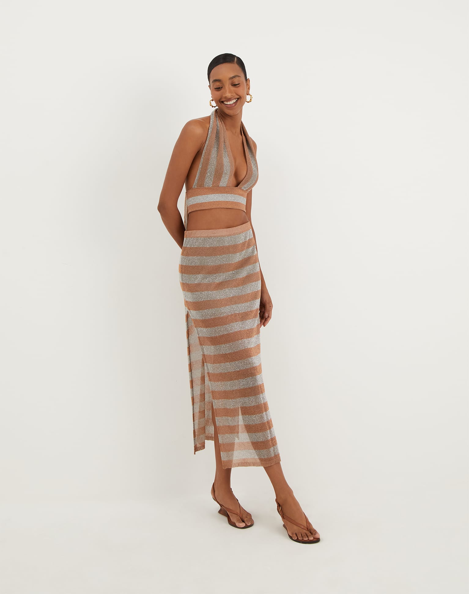 Knit Luna Long Skirt - Striped Éclair