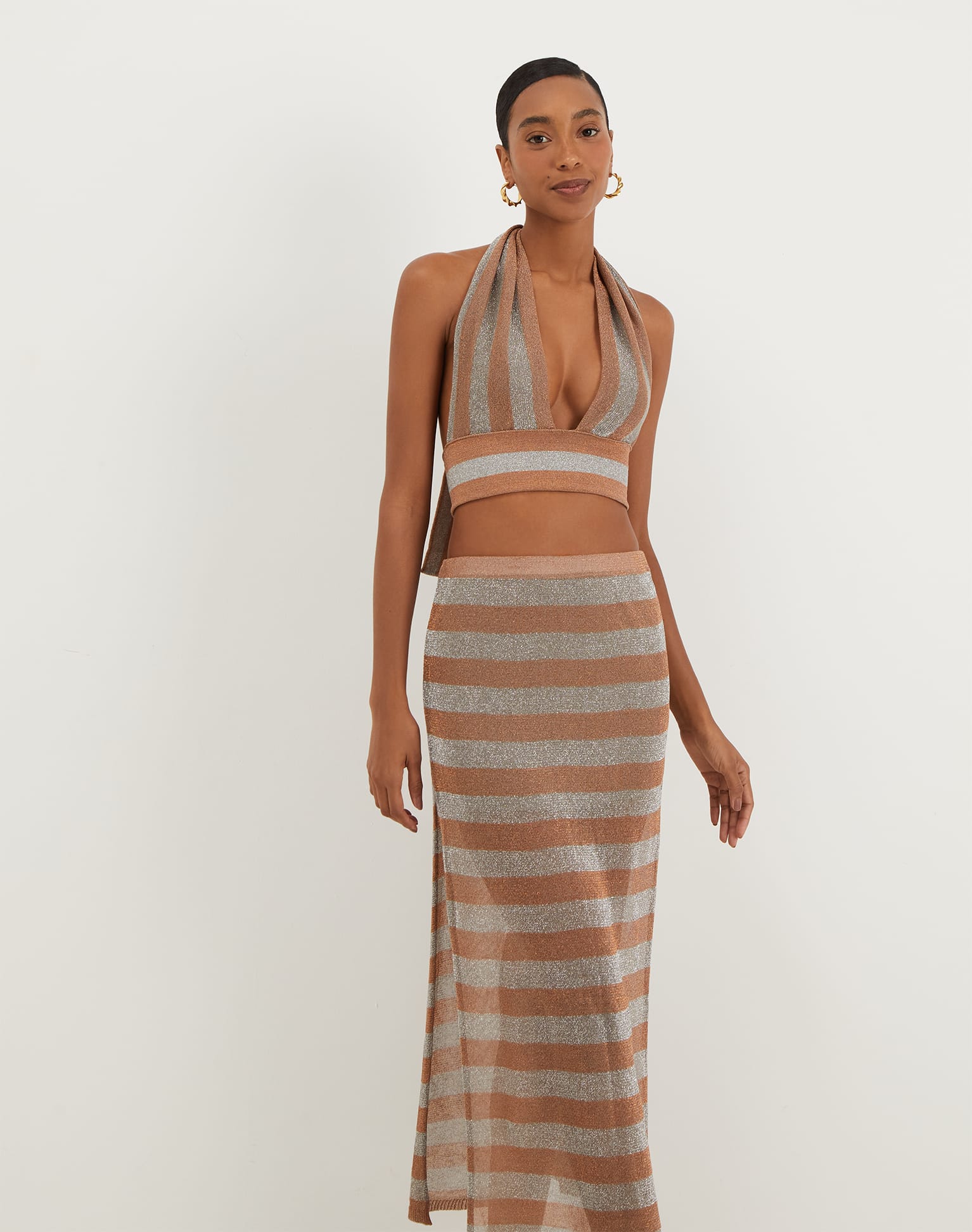 Knit Luna Long Skirt - Striped Éclair
