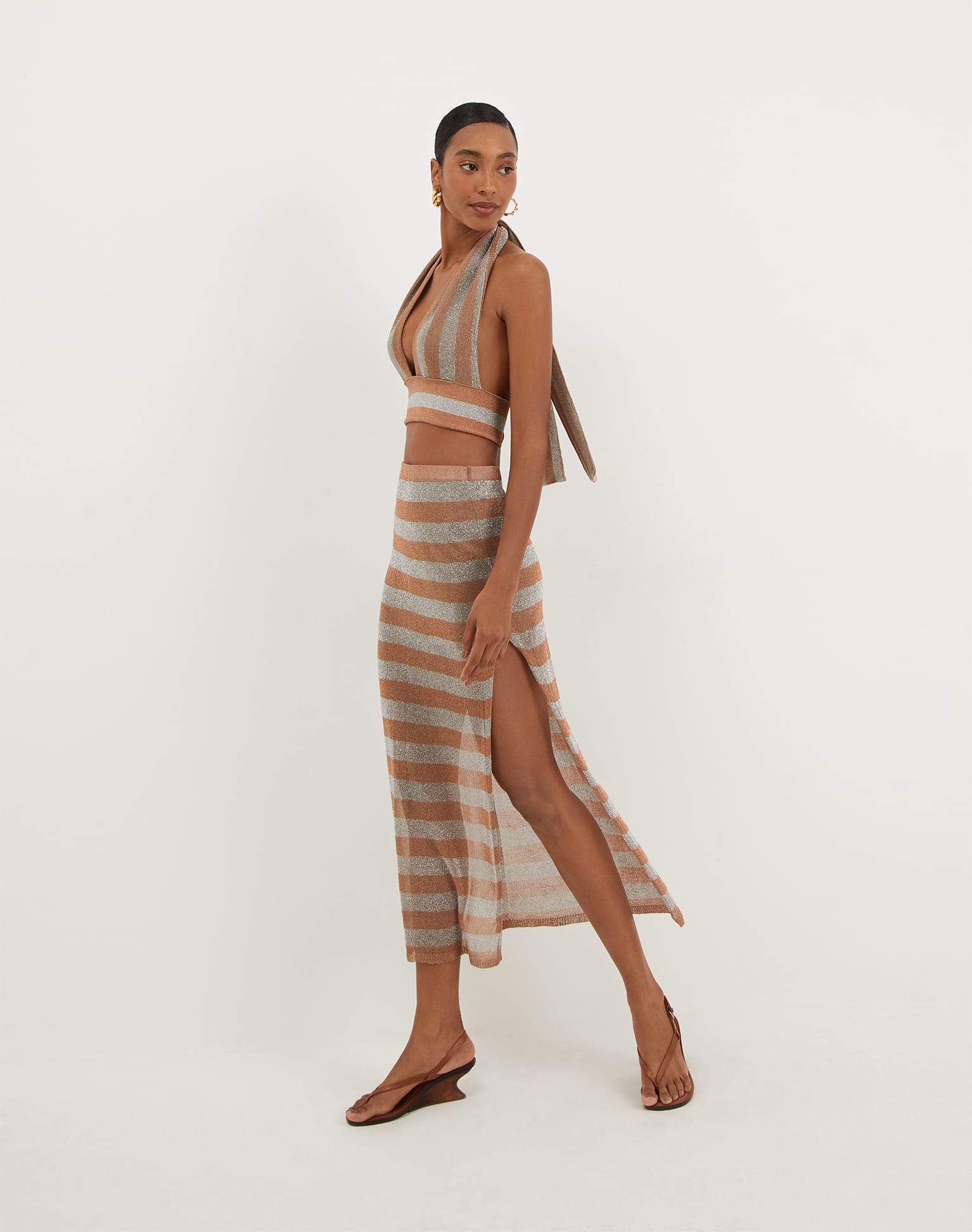 Knit Luna Long Skirt - Striped Éclair