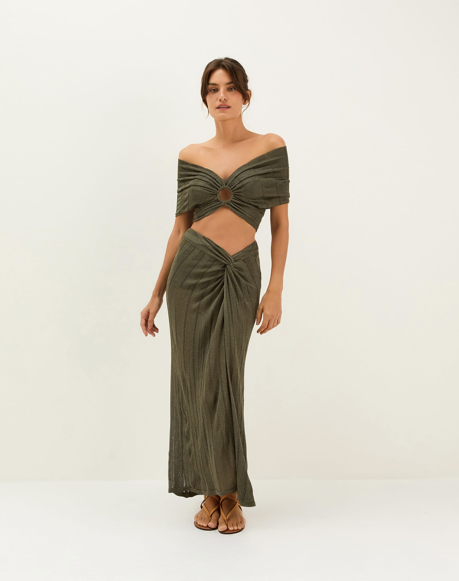 Knit Vis Long Skirt - Evergreen