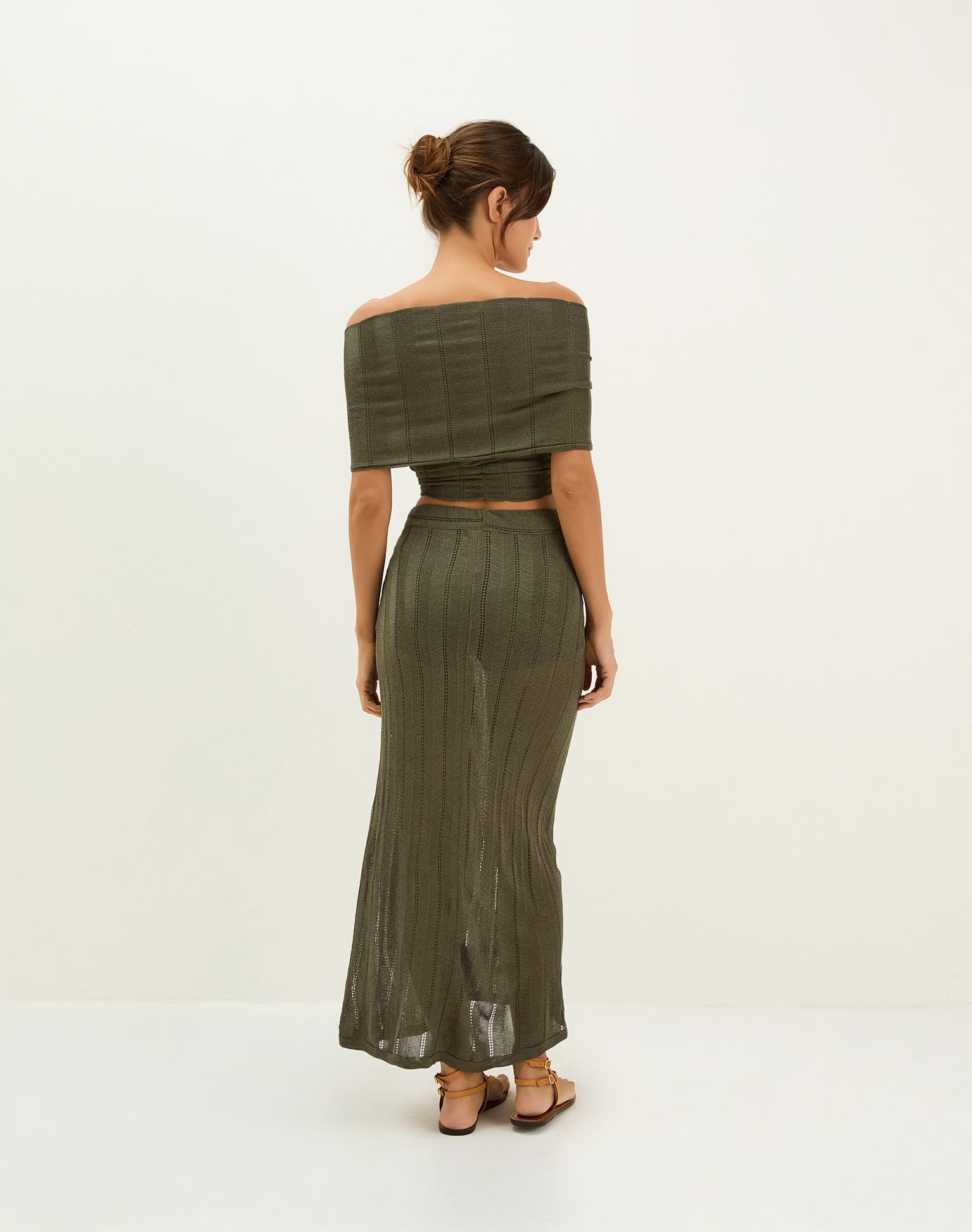 Knit Vis Long Skirt - Evergreen