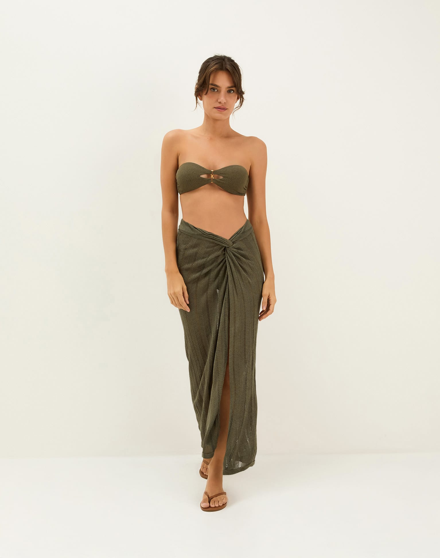 Knit Vis Long Skirt - Evergreen