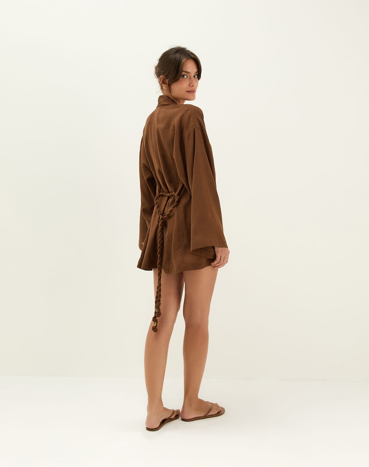 Luna Short Kimono - Brown